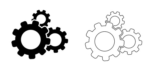Cogwheels chaos brain. Cogwheel, gear mechanism settings tools. Fun drawing vector gears person icon or sign. Service cog brain pattern or template banner. Think big ideas. - obrazy, fototapety, plakaty