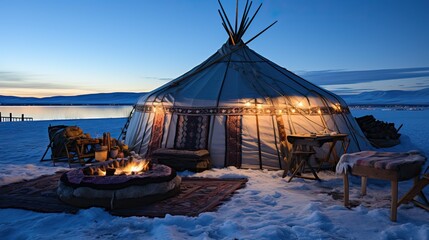 Yaranga Tent in Snowy Tundra - Traditional Northern Dwelling