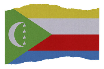 Comoros flag on torn paper