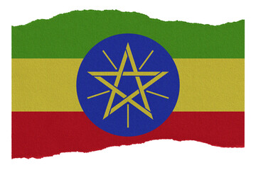 Ethiopia flag on torn paper