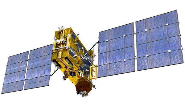 Navigation space satellite GLONASS-K isolated on transparecy background, PNG format