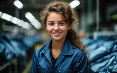 Assembly line woman worker in charge of quality control
