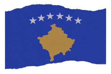 Kosovo country flag on torn paper