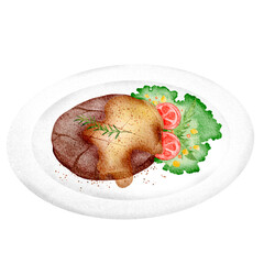 Steak on a plate illustration