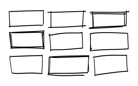 set of rectangle frames hand drawn