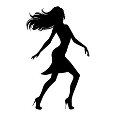 Woman dancing silhouette. Vector illustration