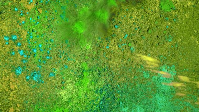 Neon Bright Powders Splats In Colorful Montage
