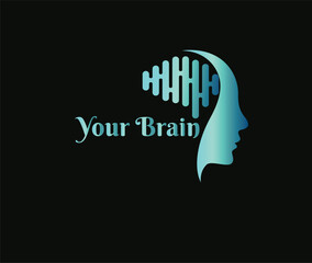 Brain Logo silhouette design vector template. Think idea concept. Brainstorm power thinking brain Logotype icon Logo.