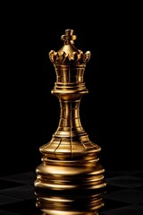 gold chess queen king  bishop piece on a black background