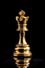 gold chess queen king  bishop piece on a black background