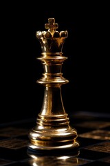 gold chess queen king  bishop piece on a black background