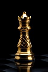 gold chess queen king  bishop piece on a black background