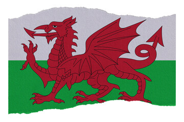 Wales flag on torn paper