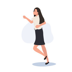 Thai university student in uniform running for Hurrying to Class