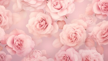 Beauty Pink Rose Pattern Background. Wedding Backdrop. Valentine's Day Banner. Illustration