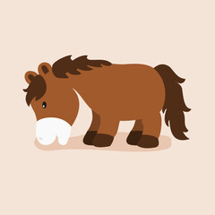 Cute horse on white background.illustration.vector