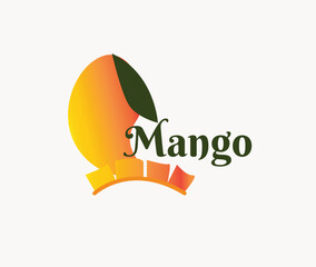 Fototapeta na wymiar Mango Logo, Fruit Design Simple Minimalist Style, Fruit Juice Vector, Icon Symbol Illustration
