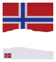 Norway flag on isolated on torn paper