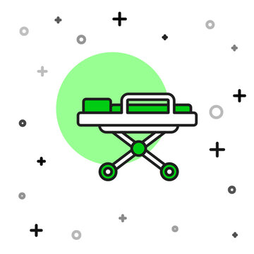 recommend clip art: Filled outline Stretcher icon isolated on white background. Patient hospital medical stretcher. Vector