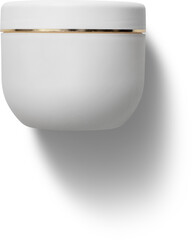 Close up view isolated of white creme ceramic pot.