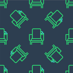 Line Cinema chair icon isolated seamless pattern on blue background. Vector