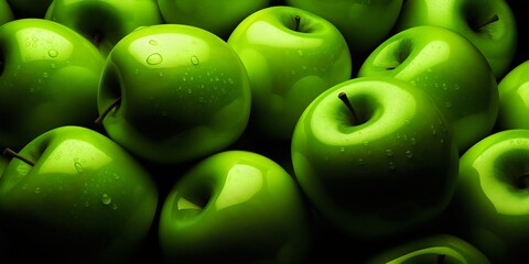 Close up of Green apples background. Healthy food concept. Top view. Generative AI