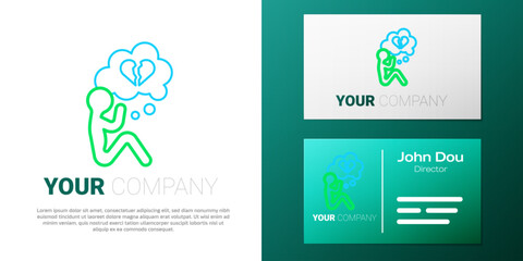 Line Broken heart or divorce icon isolated on white background. Love symbol. Valentines day. Colorful outline concept. Vector