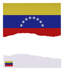 Venezuela flag on isolated on torn paper