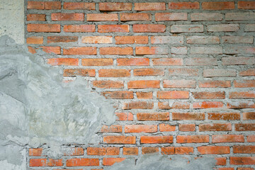 Brickwall with cement structure of the builiding house. Background and texture photo.