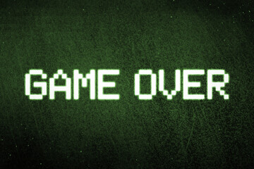 Game over text on an abstract space background 
