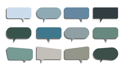 Set of dialog boxes different variants. Vector flat illustrations. Collection pastel color doodle for talk, dialogue, decoration on white background.
