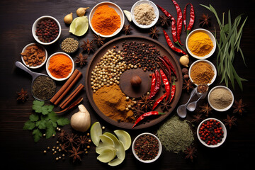Obraz na płótnie Canvas spices and herbs on the table