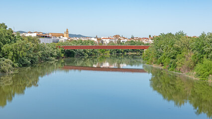 Miraflores Bridge in Cordoba, Spain. View from the Roman Bridge