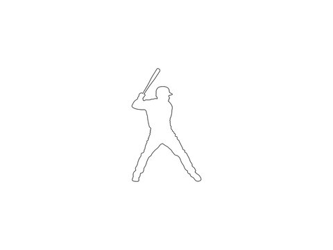 Baseball Player Outline isolated on white background