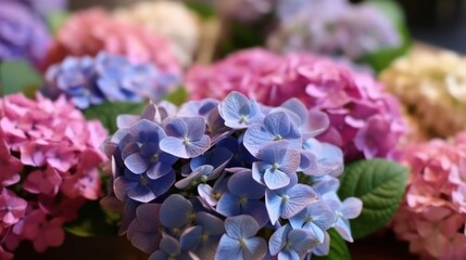 Beautiful Colorful Hydrangeas. Mother's day concept with a space for a text. Valentine day concept...