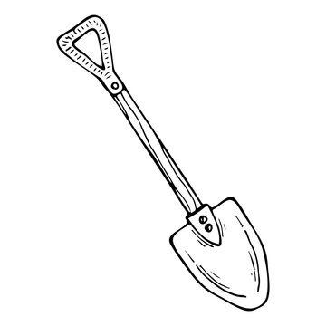 recommend clip art: Shovel sketch. Digging tool. Hand drawn illustration.