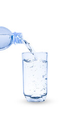 Pour the water into a tall cylindrical glass.