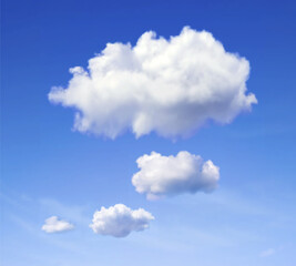 Naklejka na ściany i meble Realistic vector image of speech cloud on blue sky