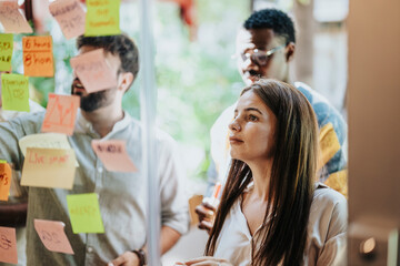 Multiracial Business Team Brainstorming and Planning in Modern Office