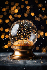 Fototapeta na wymiar Crystal globe with christmas decorations.