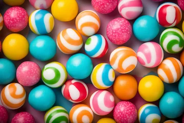 Wandaufkleber Group of colorful round shape little mini candy made with generative AI © Tetiana