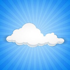 Abstract vector background of white cloud in blue sky