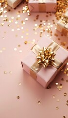 Obraz premium Gift boxes on pink background by generative AI