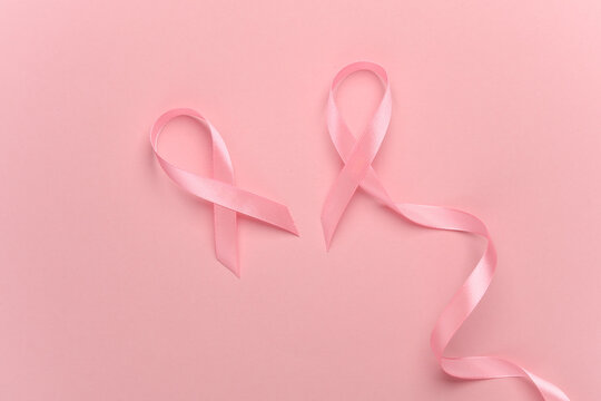Two pink ribbons, breast cancer awareness symbol
