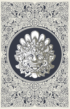 Balinese mask circle frame