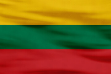 lithuanian flag lithuania country yellow green red stripes - obrazy, fototapety, plakaty