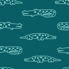 crocodile seamless pattern vector illustration © MdAbir
