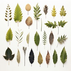 An autumn leaves collection isolate on white background
