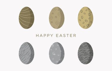 Easter eggs vector illustration, silver and gold eggs.