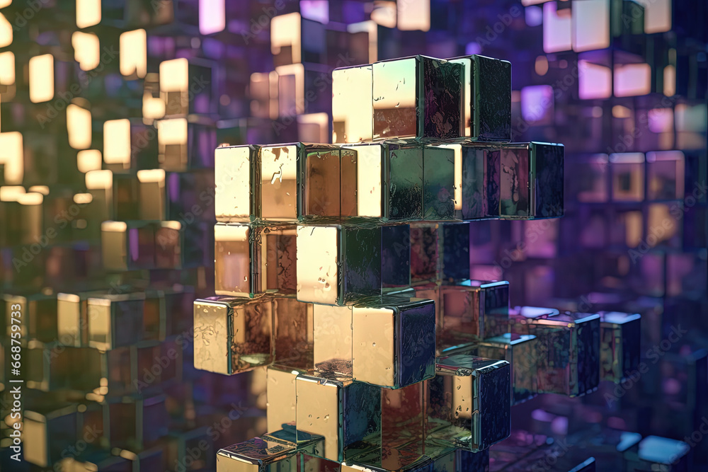 Aufkleber Abstract background with structure of cubes. Colorful cubes texture for technology backdrop.